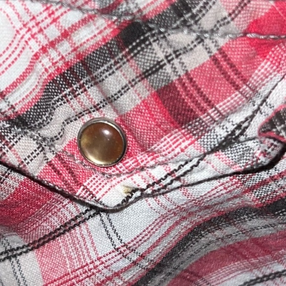 Vintage Levi's Red Plaid Short Sleeve Pearl Snap Western Pearl Snap Shirt sz XXL - Picture 3 of 5